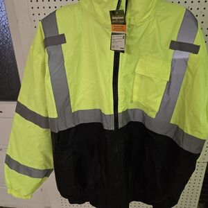 Body Guard Safety Gear Size 3XL Hi-Viz Bomber Jacket With Hood Water Resistant